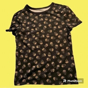 No Boundaries black with brown skulls Junior T-Shirt with short sleeves …